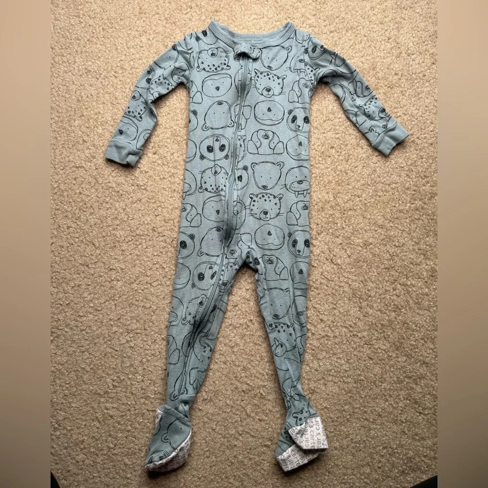 Carter's Blue Animal Print Baby Boy Footsie Pajamas 18M